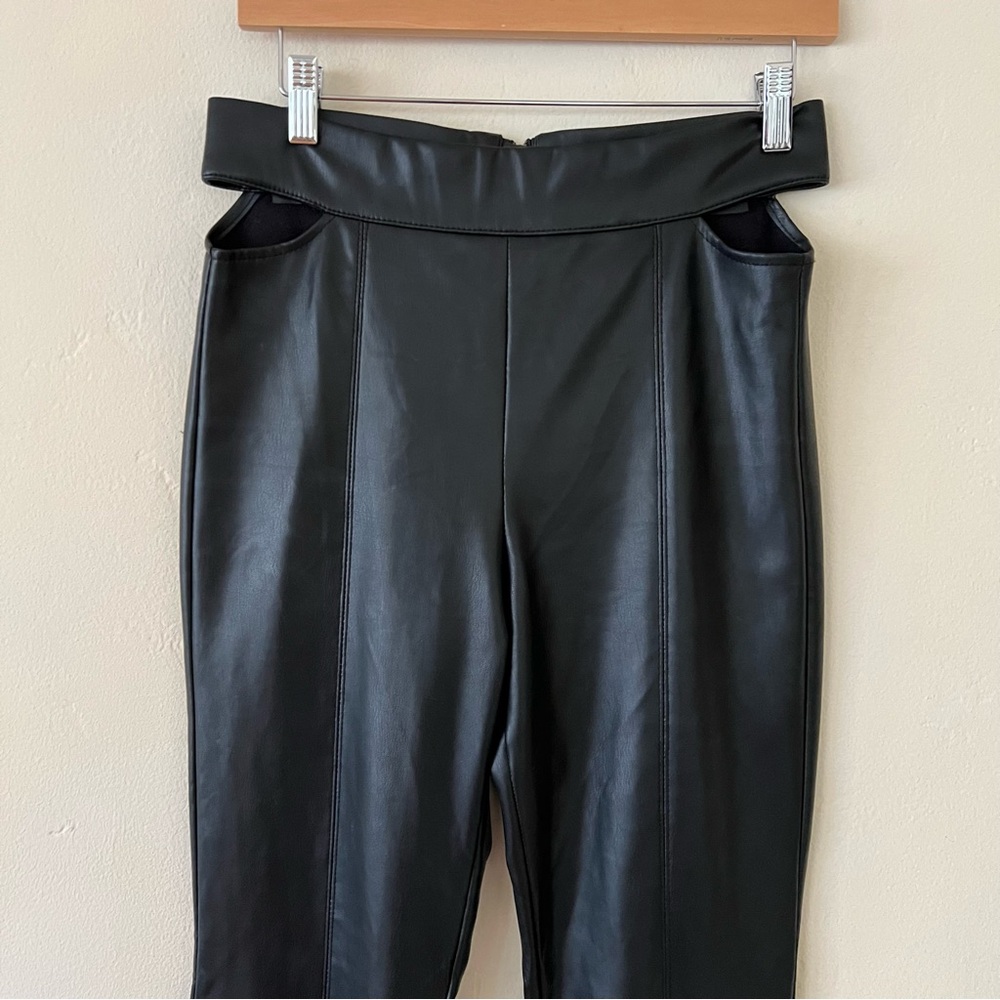 Zara Cut Out Faux Leather Flare Pants - Picture 9 of 10